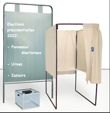 panneau électoral, urne et isoloir